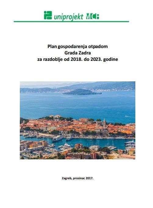 Plan gospodarenja otpadom Grada Zadra za razdoblje od 2018. do 2023. godine